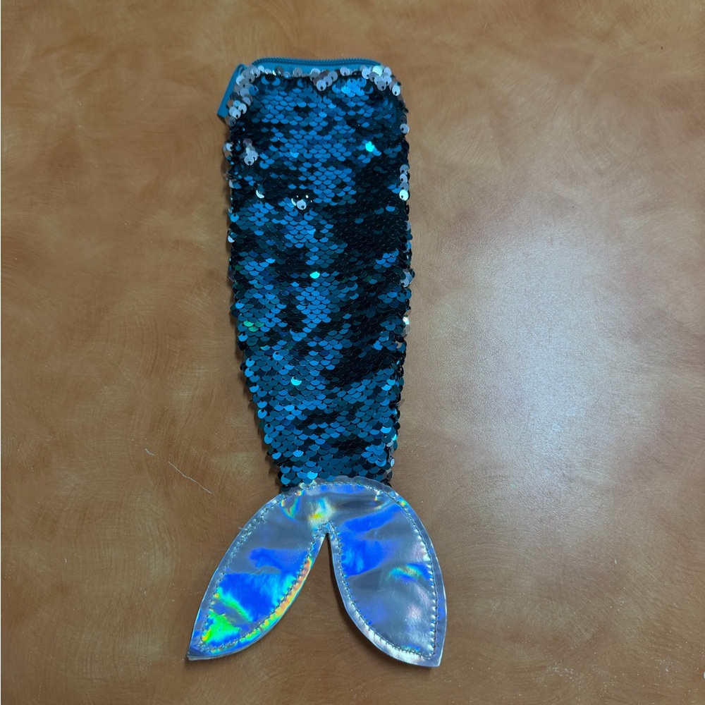 Mermaid Sequin Pencil Kids Bag - Blue and Silver